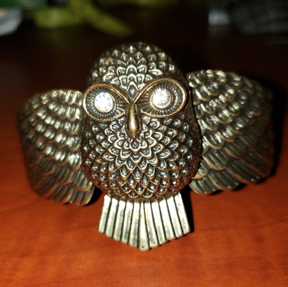 Unbranded Jewelry - Unique Brass Hinged Owl Cuff Bracelet